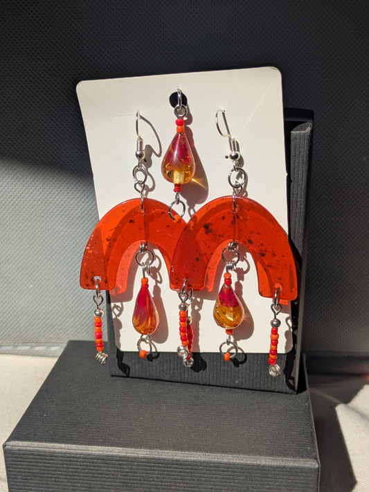 Cristal d'automne · Parure · Boucles d'oreilles + pendentif