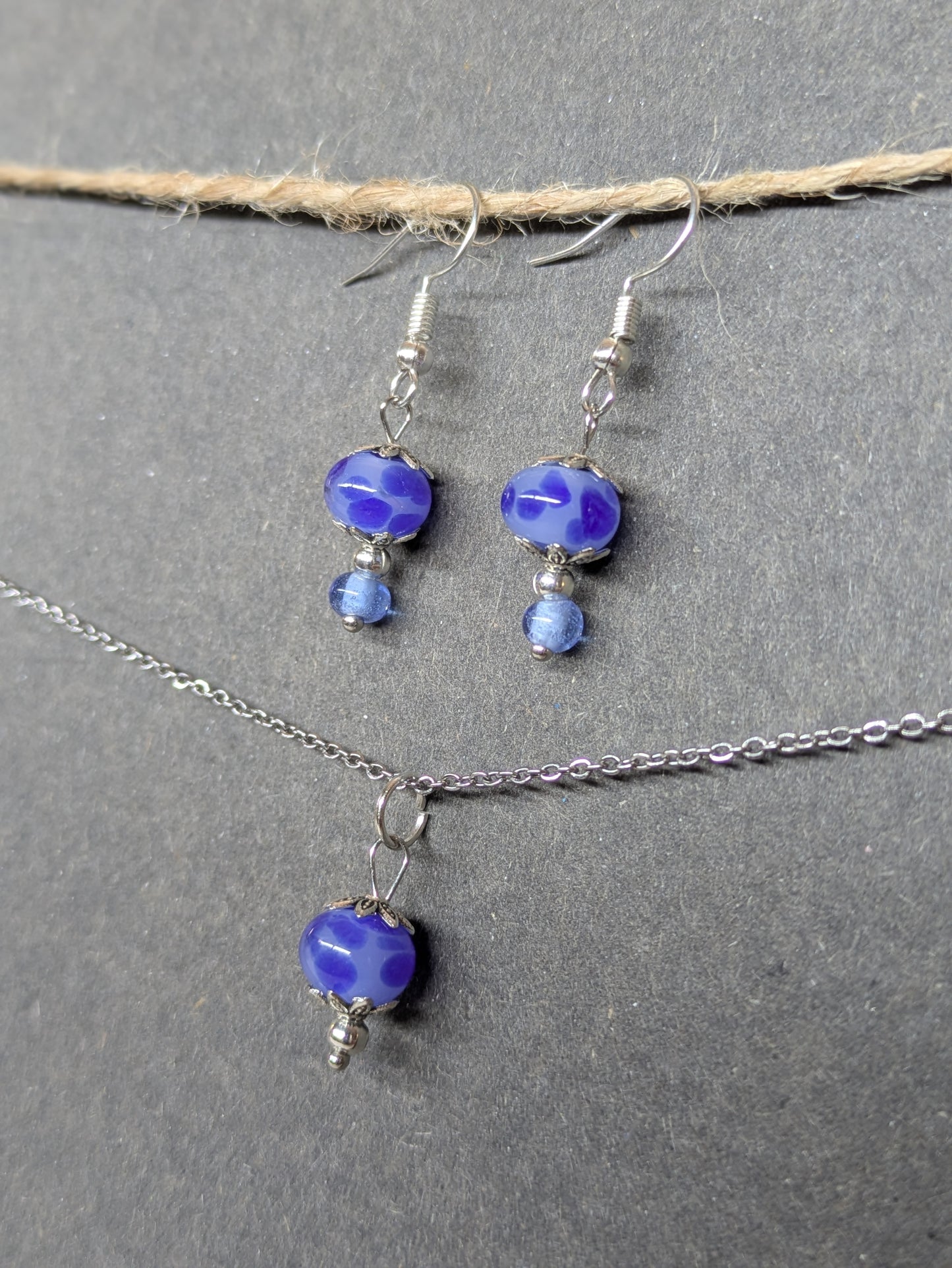Myosotis · Parure · Boucles d'oreilles + pendentif