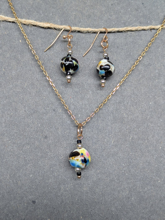Meuhlticolore · Parure · Boucles d'oreilles + pendentif