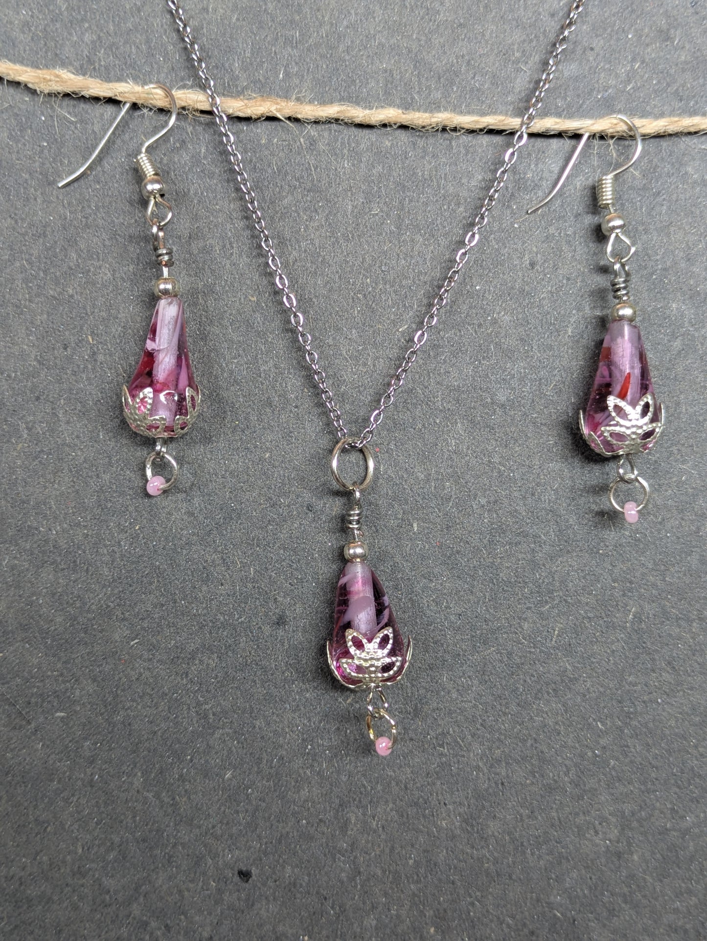 Rosée du matin · Parure · Boucles d'oreilles + pendentif