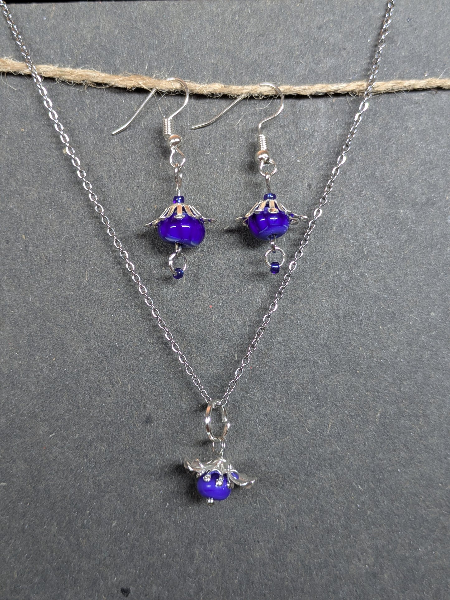 Electric flower · Parure · Boucles d'oreilles + pendentif