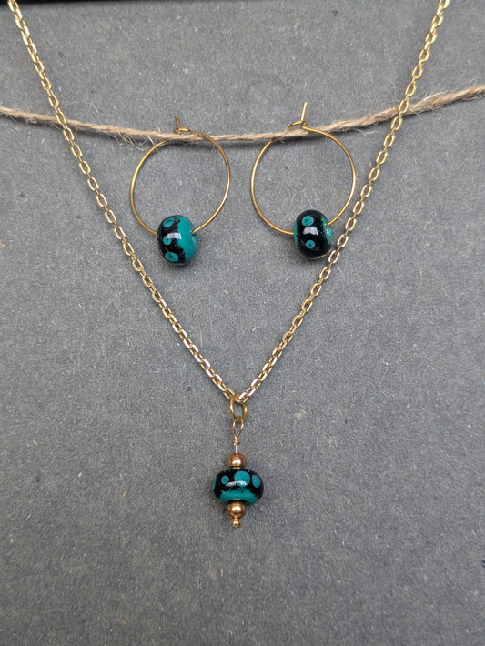 Léopard vert · Parure · Créoles + pendentif