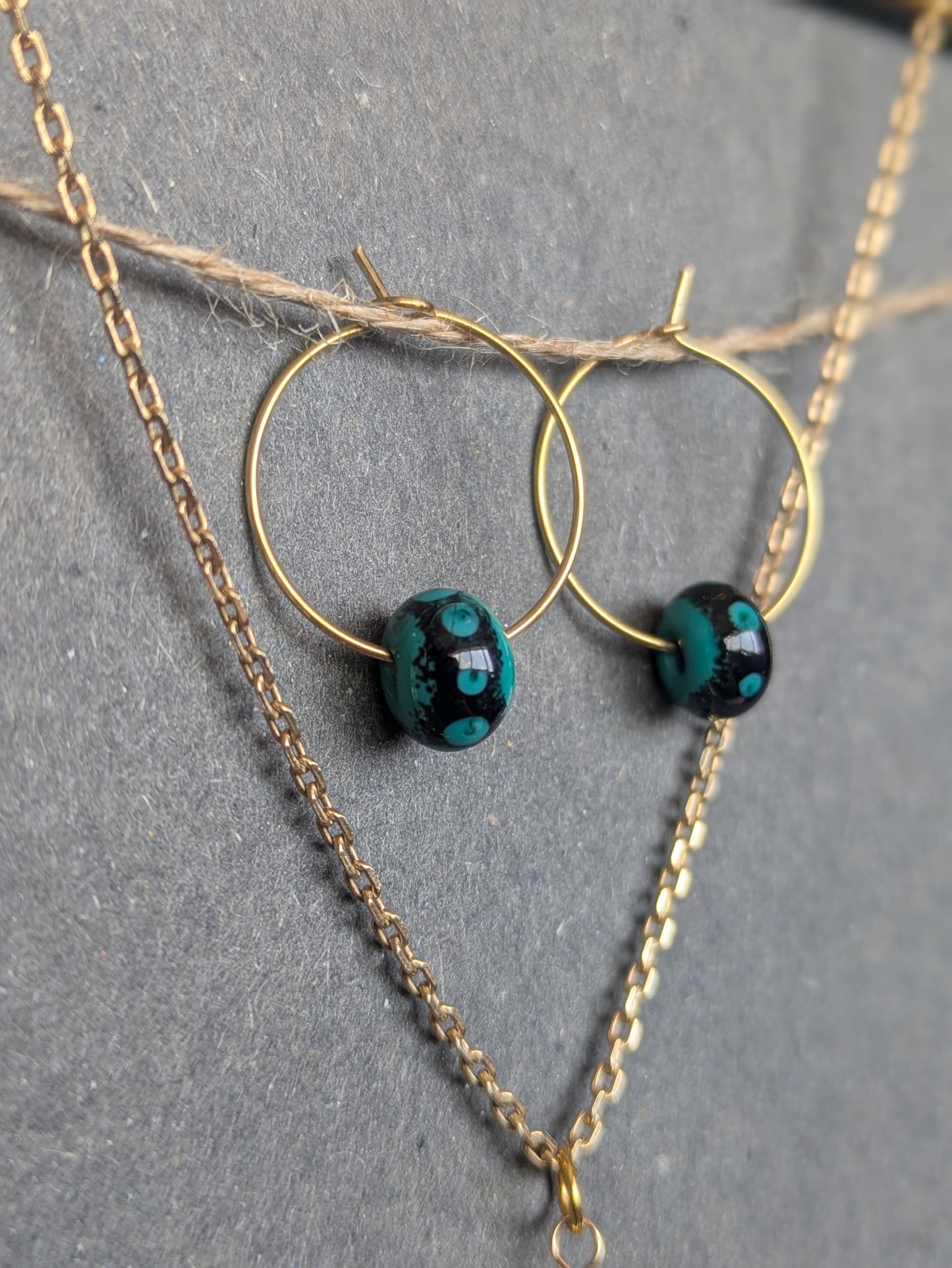 Léopard vert · Parure · Créoles + pendentif