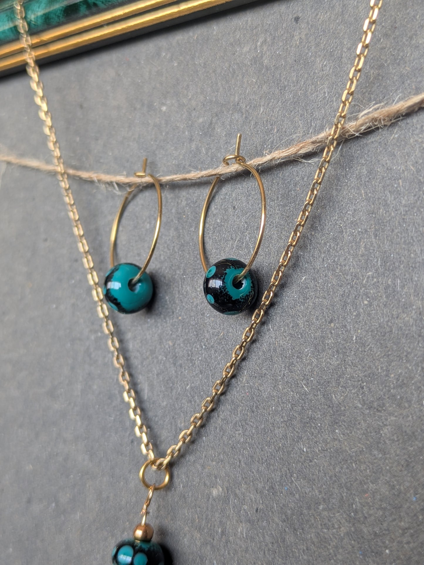 Léopard vert · Parure · Créoles + pendentif